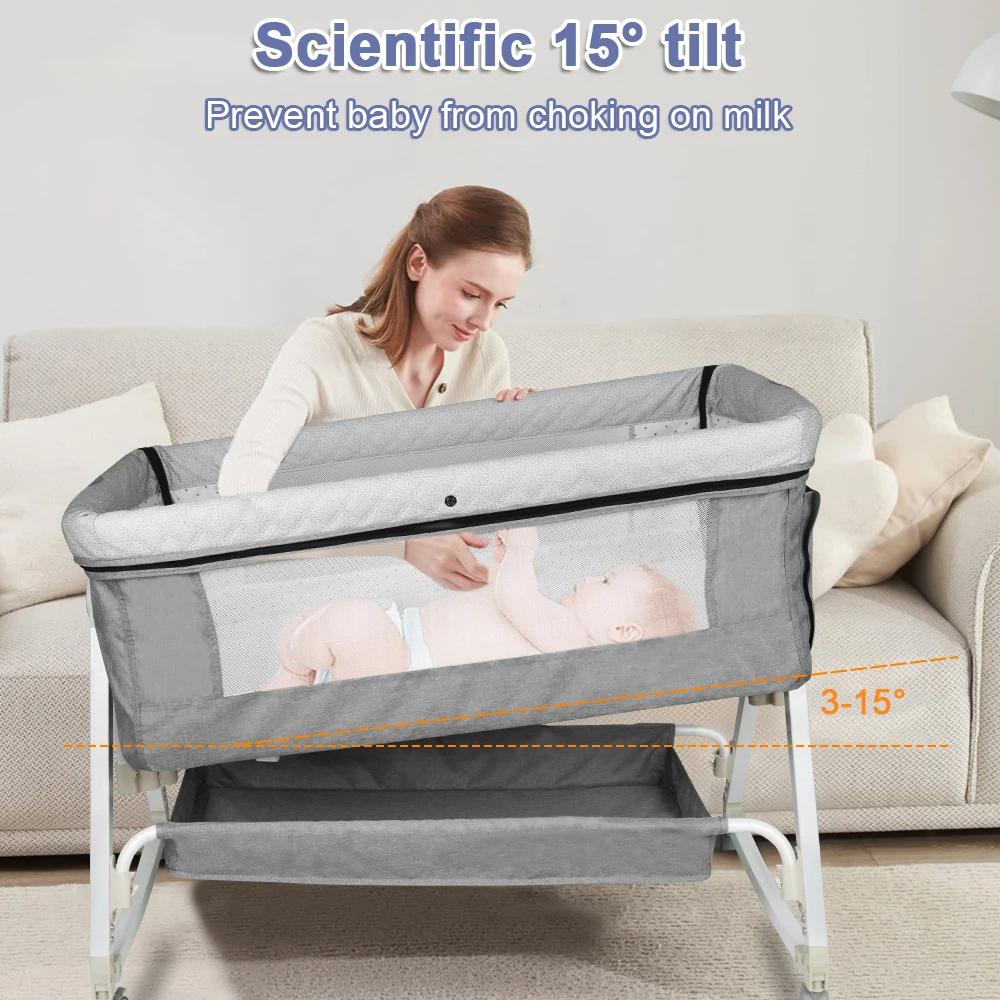Lit Berceau Cododo Bébé, Dormir Ensemble, avec Matelas, Table à Langer, Facile à Déplacer, Lit Bébé 
