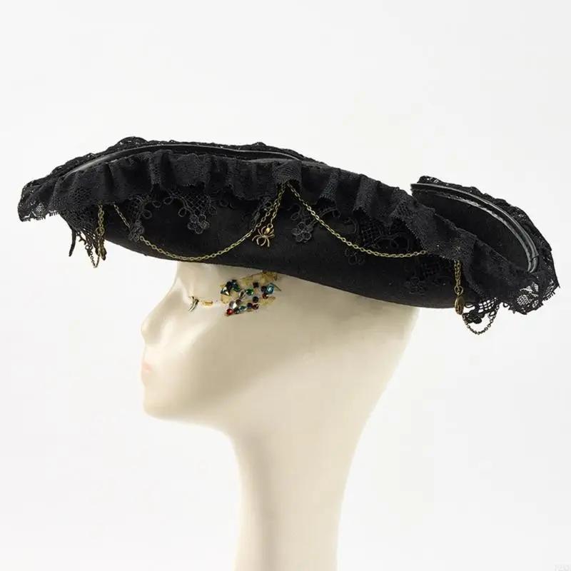 Chapeau Pirate victorien 72XE, équipement d'événement à thème en détresse, chapeau pour mascarades f