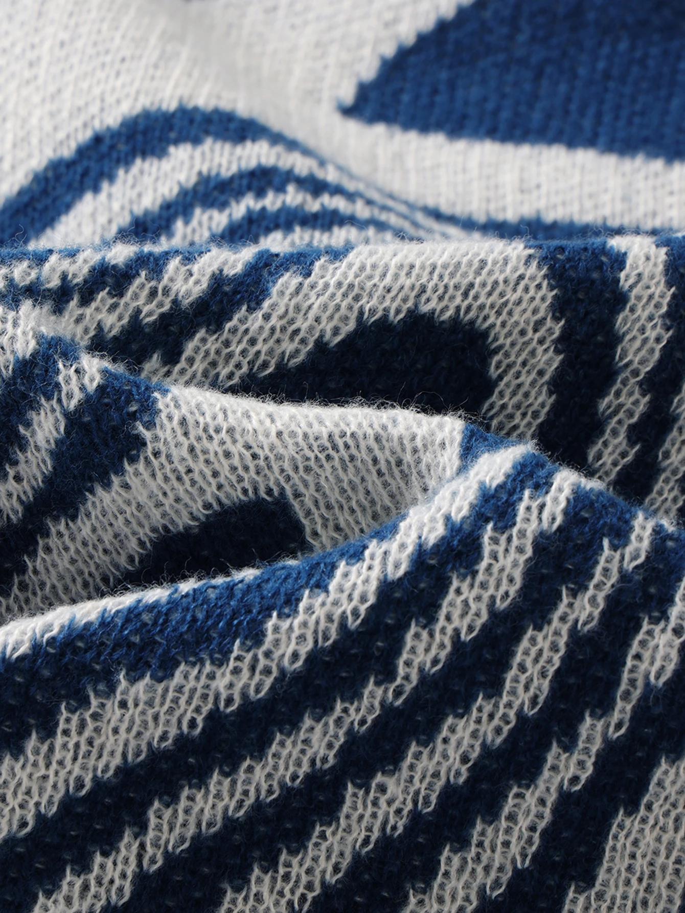 Pull à motif jacquard labyrinthe pour hommes, pull décontracté, col rond, les abonnés, document popu