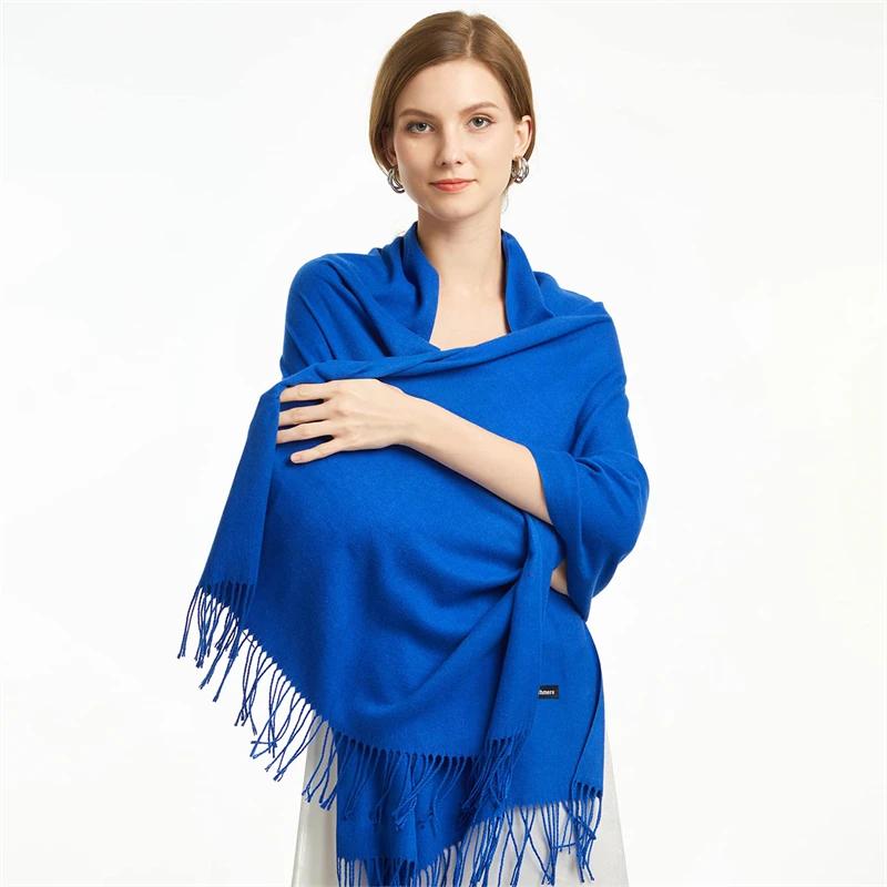 2025 hiver châle pour femmes longues chaudes foulards en cachemire Hijab solide dame enveloppement f