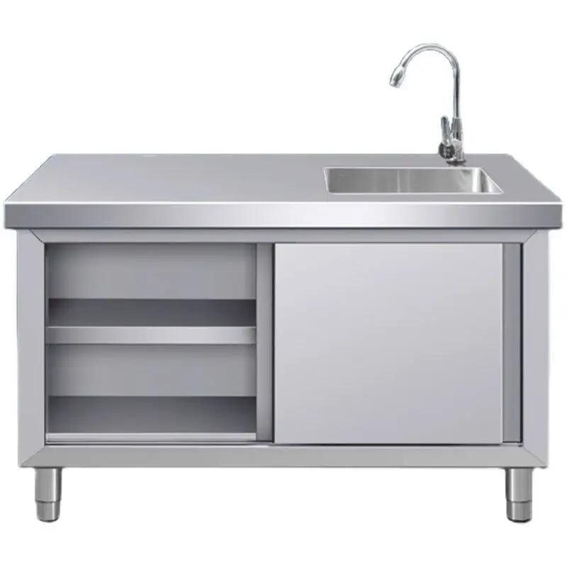 Armoire nordique créative en acier inoxydable avec évier, comptoir d'opération de cuisine de Restaur