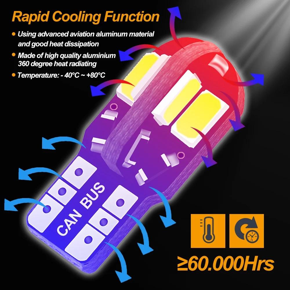 2/20 pièces W5W T10 ampoule LED Canbus 5730 8SMD 12V 6000K 194 168 LED carte intérieure de voiture d