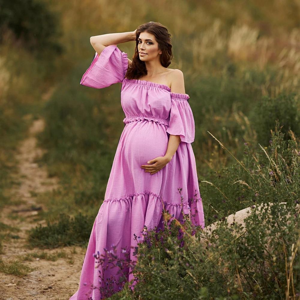 Robe Boho en lin et coton pour femmes, vêtements de maternité confortables, Vintage, manches courtes