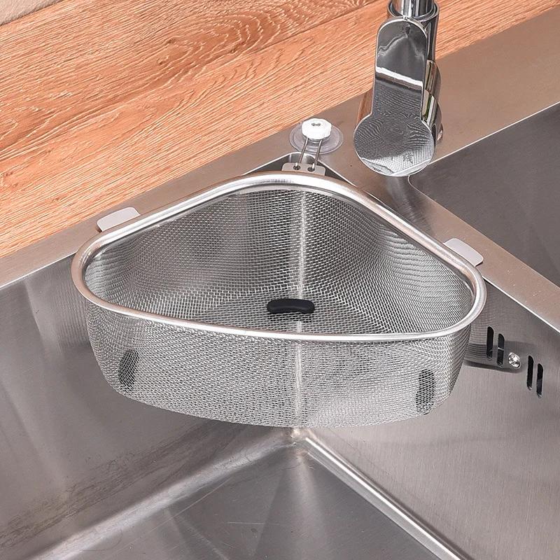 Panier de vidange d'évier de cuisine en acier inoxydable, Triangle pour aliments et légumes, filtre 