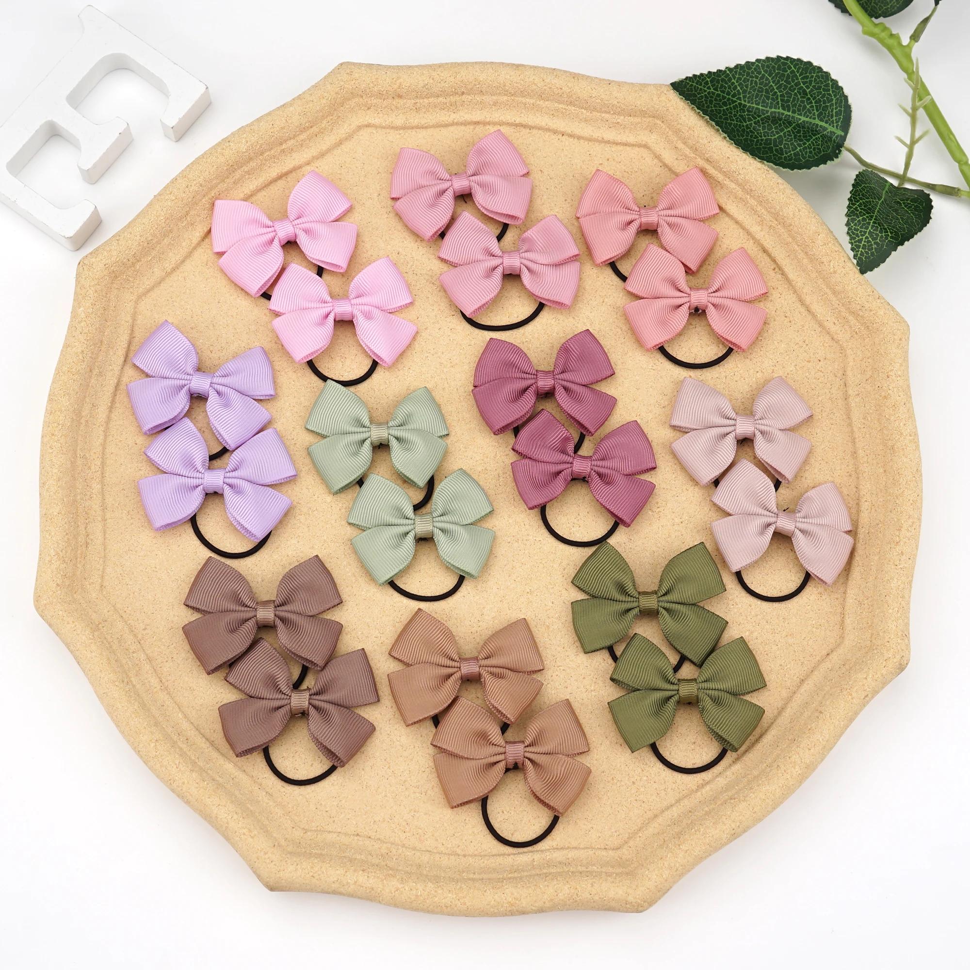20/40/50 pièces de nœuds pour cheveux en ruban gros-grain de 2 pouces, élastiques à cheveux, attache