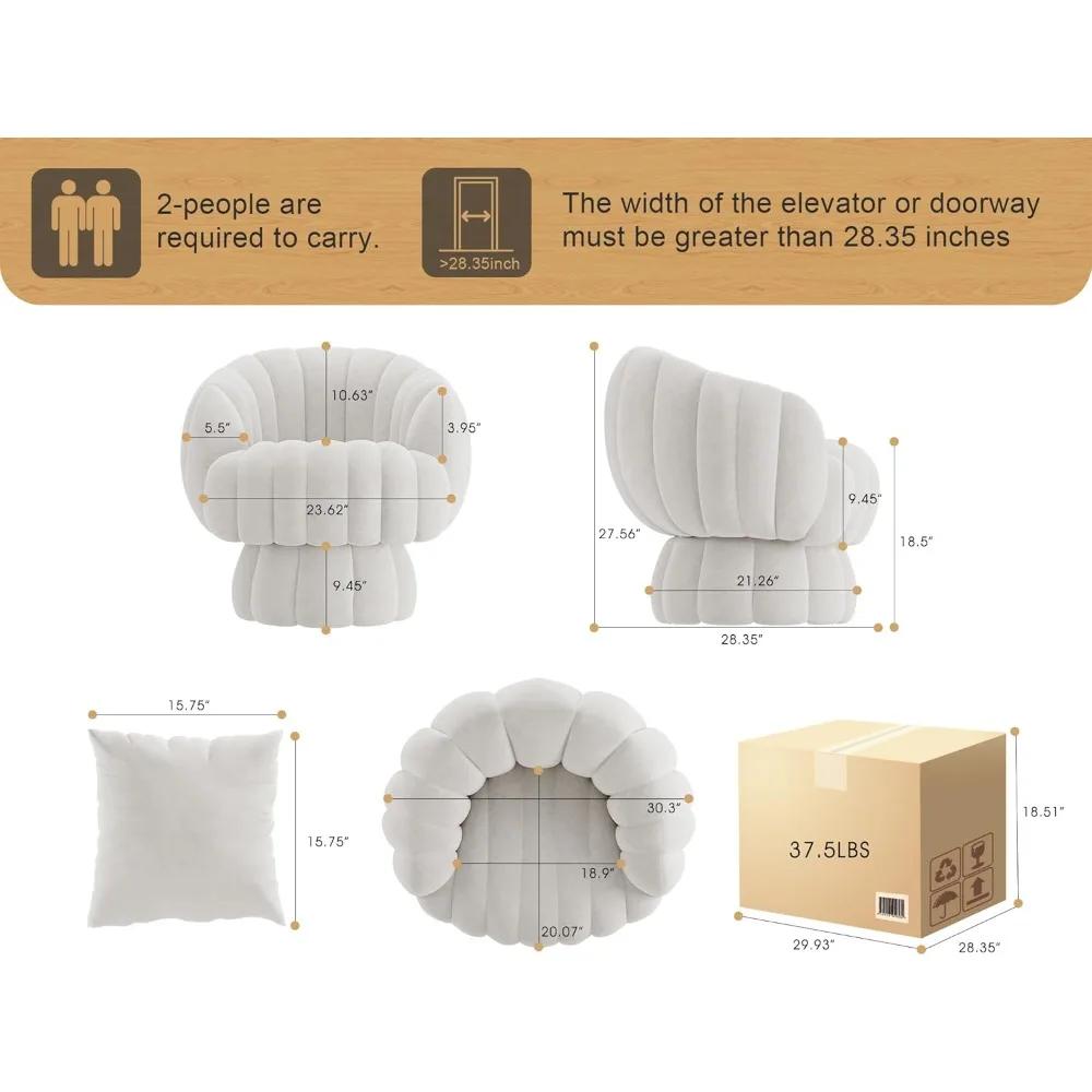 Ensemble de 2 chaises de canapé d'appoint pivotantes modernes à 360 degrés du milieu du siècle, chai