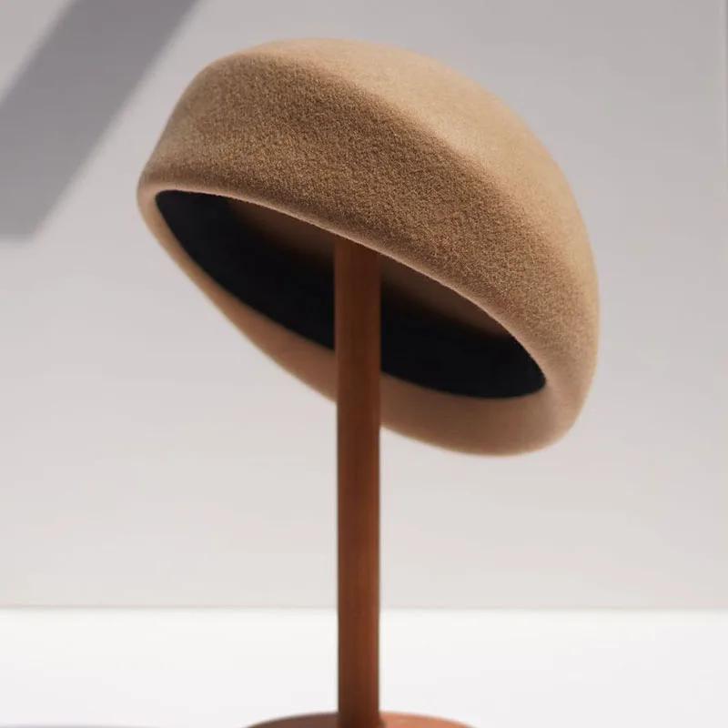 Béret en feutre de laine de style français pour femmes, chapeaux d'hiver formels, pilulier, Derby, c