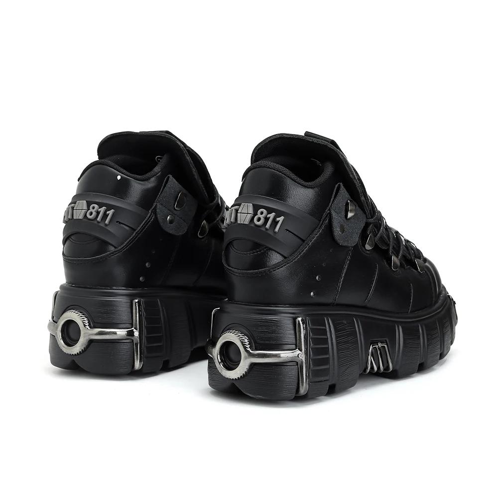 Nouvelles Chaussures Femme Style Punk 2026 – Bottes Rock à Lacets avec Plateforme et Talon de 6 cm, 