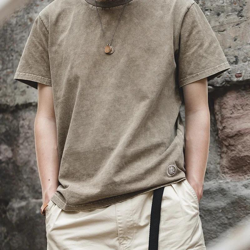 Maden Vintage en détresse Batik manches courtes T-Shirt hommes été lavé coton coupe ample col rond T