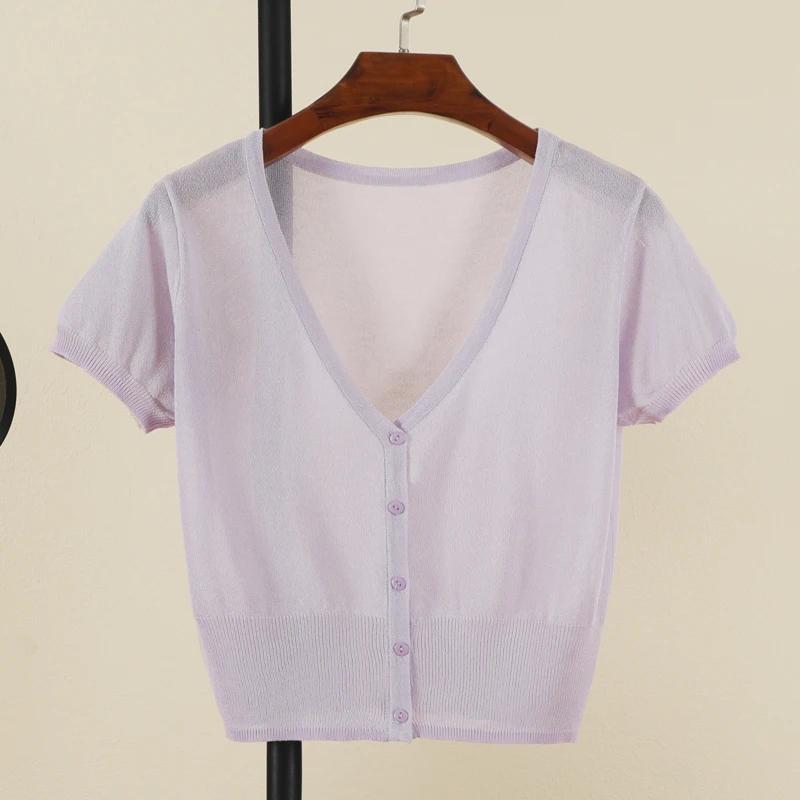 cardigan femme court haut ete légère manteau protection solaire korean style gilet maille tricot fem