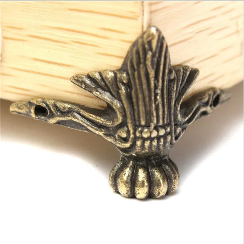 Coffre à bijoux en laiton Bronze Antique, boîte de meubles en bois, pieds décoratifs, protection d'a