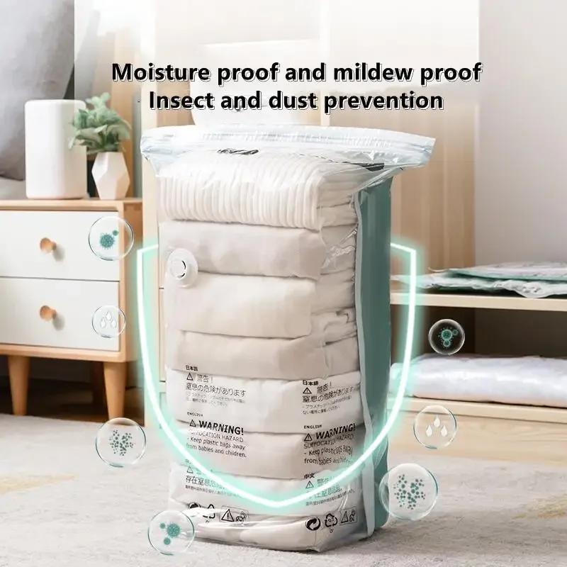 Grands sacs de rangement en plastique, lot de 3 à 5 pièces, sans pompe, sous vide, pour ranger les v
