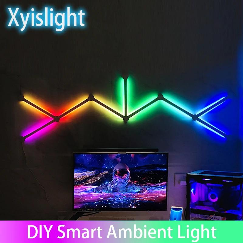 Lumière d'épissure bricolage lumière d'ambiance RGB applique murale intelligente lampe à commande vo
