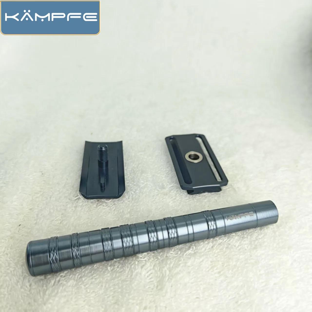 Rasoir manuel en aluminium KAMPFE, outil d'épilation de sécurité traité par CNC avec 5 lames de rech