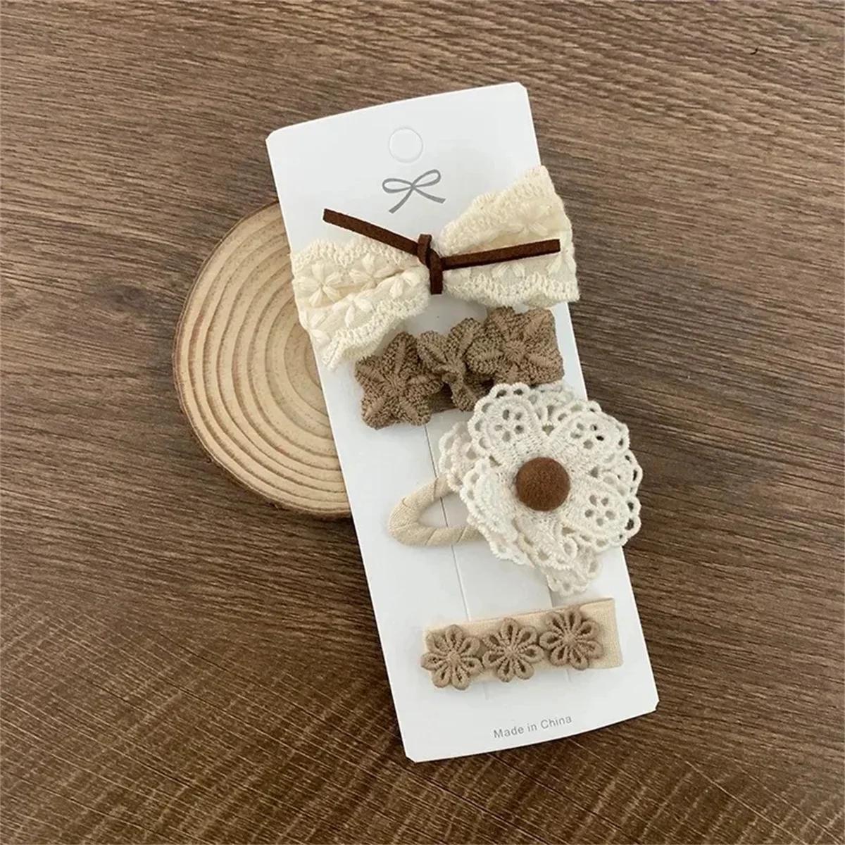 Épingle à cheveux brodée de fleurs pour bébé fille, 4 pièces/ensemble, pinces à cheveux BB douces, B