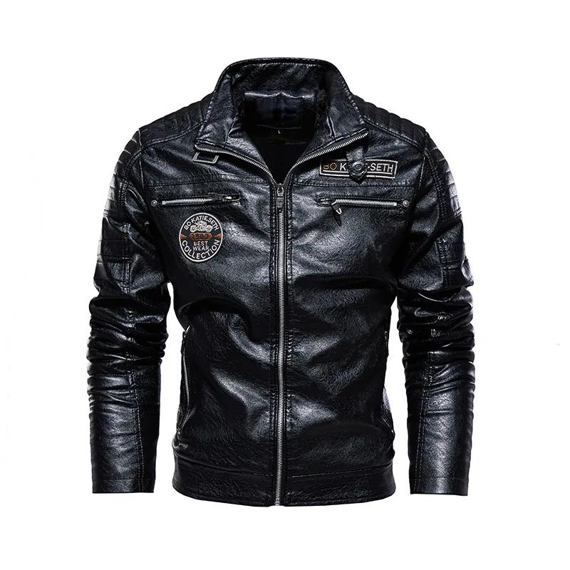 Veste en cuir de style moto pour hommes, manteau de doublure de sourire, vestes décontractées, parde