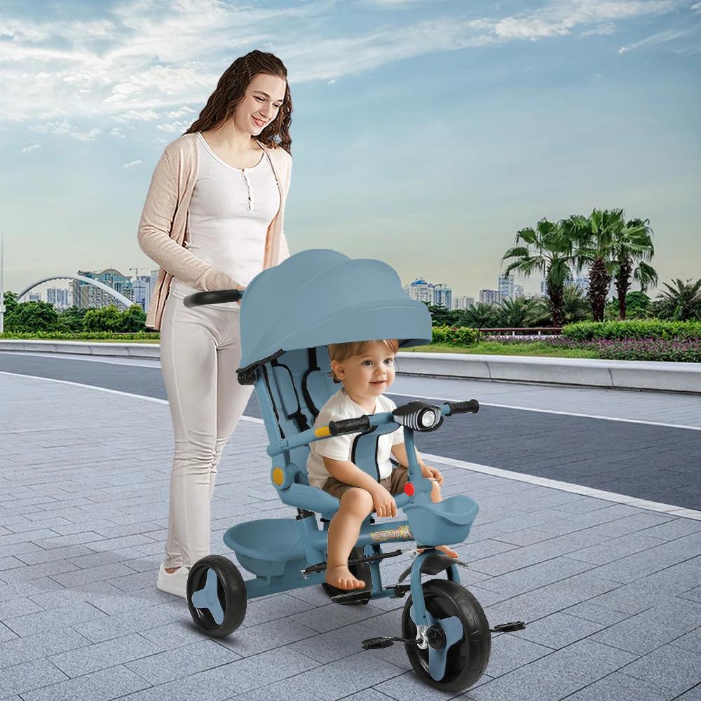 Tricycle multifonctionnel pour bébé - Pliable et portable - Siège respirant - Convient aux enfants d