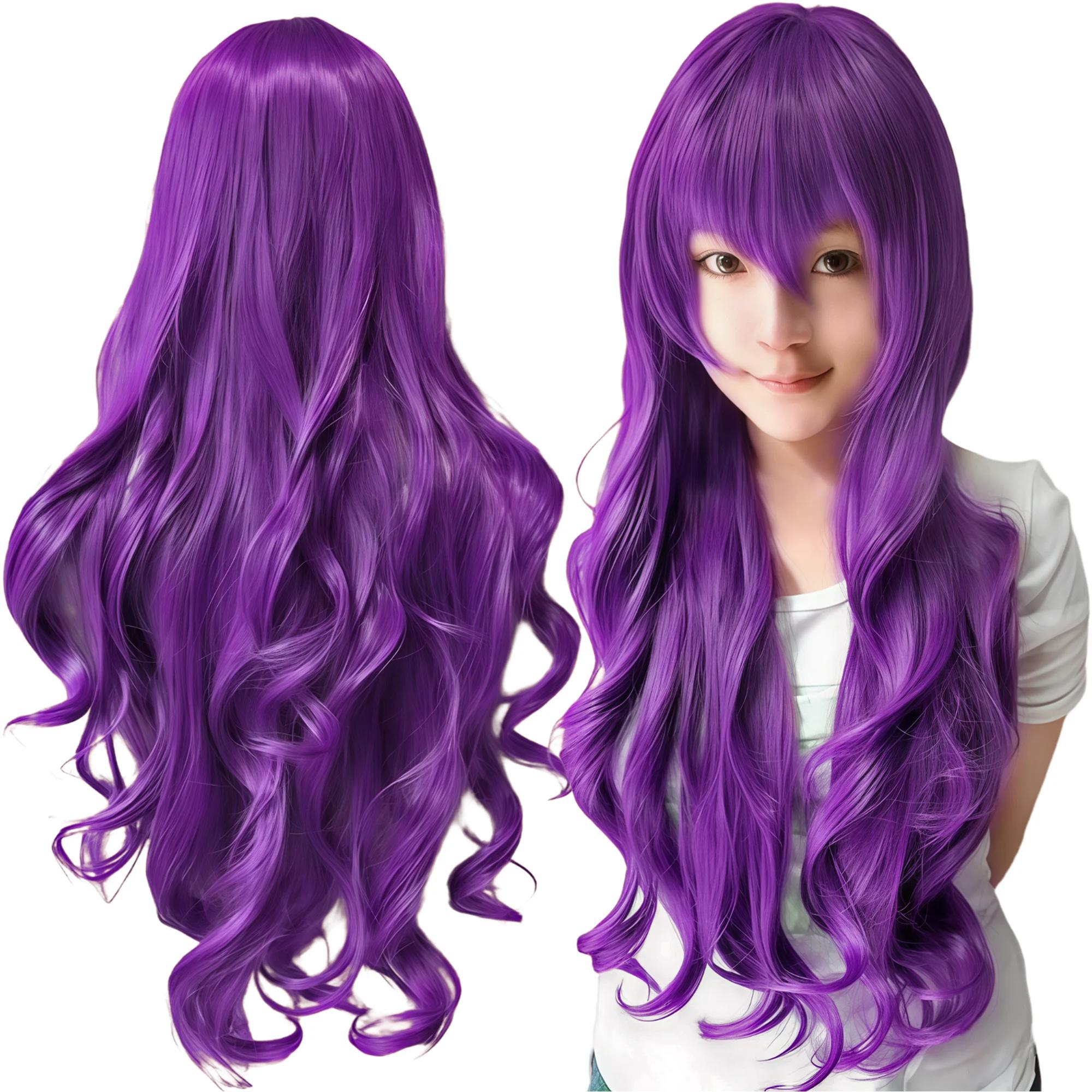 Perruque synthétique longue brune pour cosplay, perruque lolita bouclée, perruque anime, postiche Ch