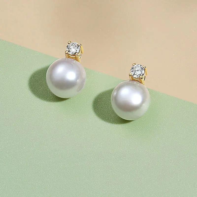 Senlissi-nouvelle mode Lofty 8-12mm perle d'eau douce boucles d'oreilles 18k pour les femmes S925 bi