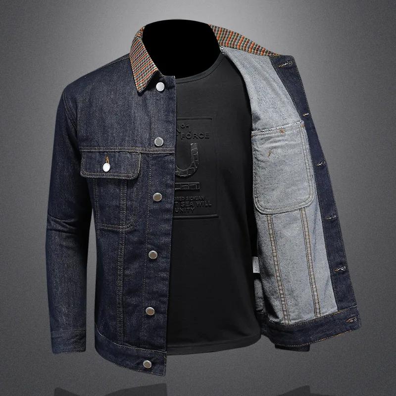 Manteau en Denim Délavé Classique pour Homme, Veste à Col Patchwork, Nouvelle Mode, Tendance, Techwe