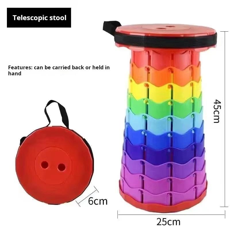 Tabouret Pliant Portable pour l'Extérieur, Chaise Rétractable, Banc Réglable, Camping, Pêche, Multi-