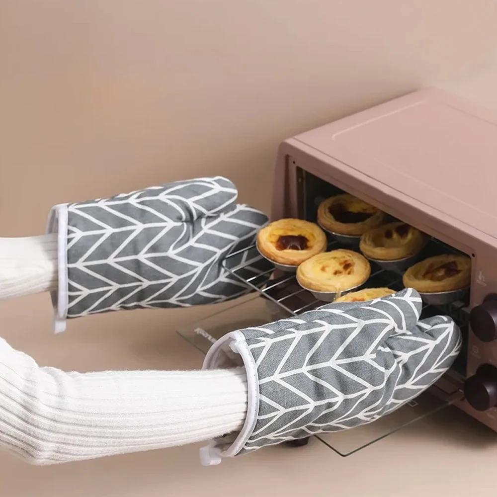 Gants de cuisson pour four, mitaines de four à micro-ondes, gants en lin résistants aux hautes tempé