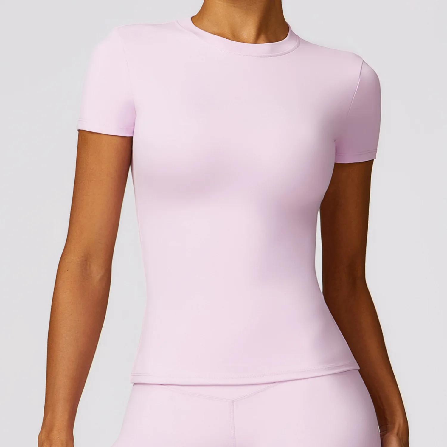 Femmes Sexy haut de Yoga sans couture Sport t-shirts vêtements de Fitness à manches courtes chemise