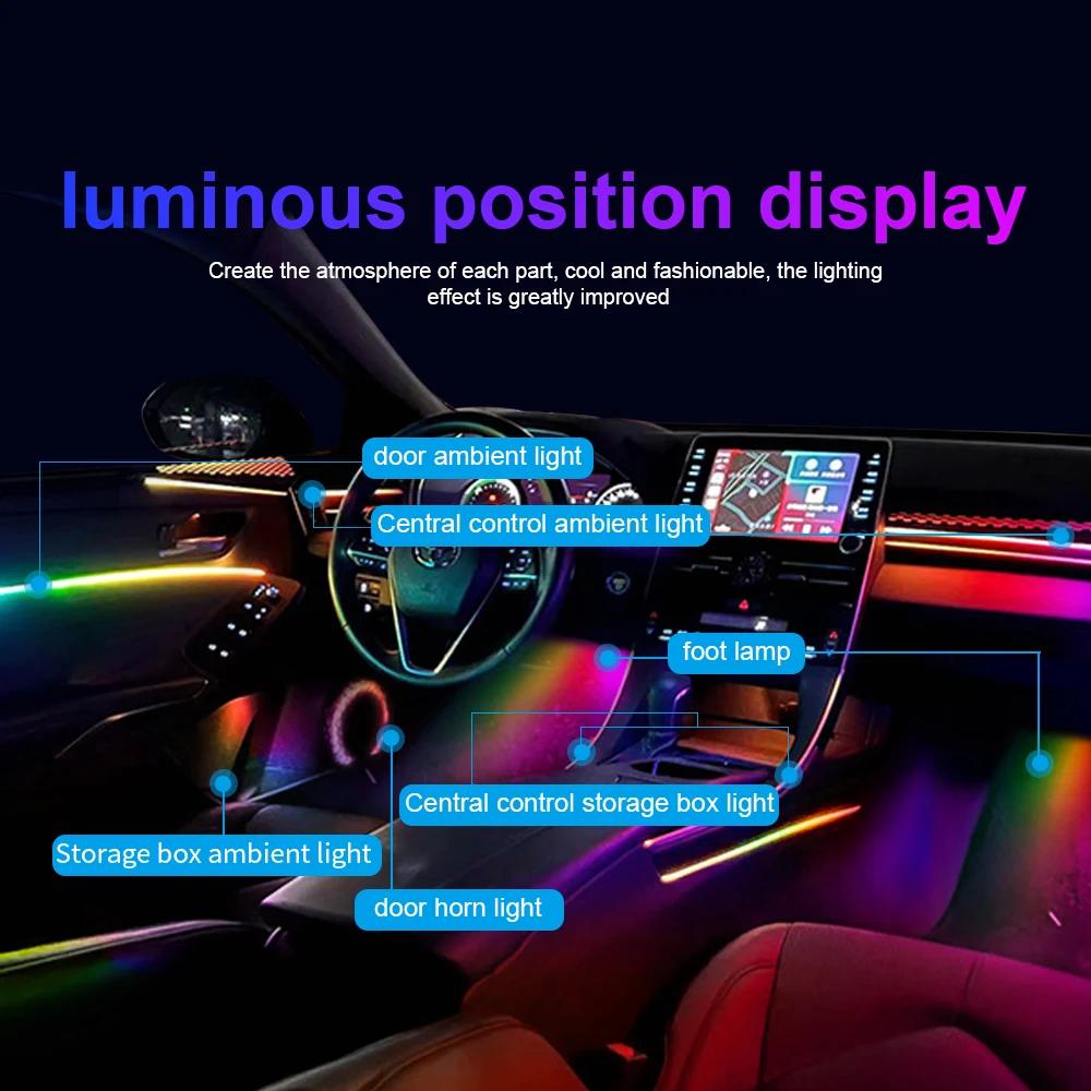 18 en 1 64 couleurs RGB symphonie voiture lumière ambiante intérieur acrylique Guide LED bande lumin