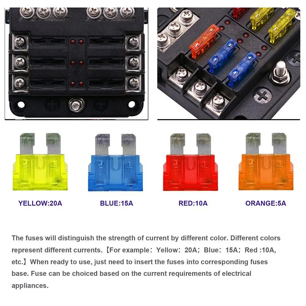 Boîte à fusibles LED avec couvercle en plastique, indicateur d'iode, panneau de distribution d'alime