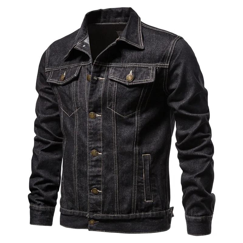2025 automne Hommes solide Denim vestes mode moto Vintage jean vestes Hommes coupe ajustée coton déc