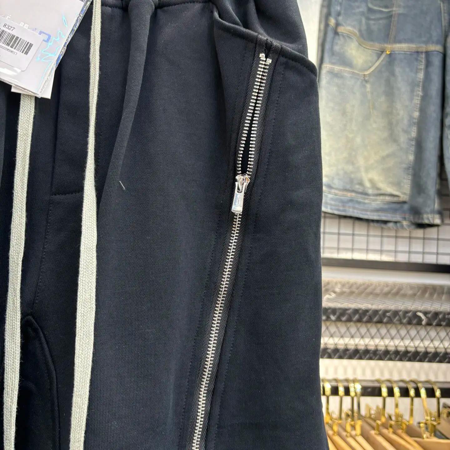 MIJKO – short noir gris foncé pour hommes, style Hip Hop, double fermeture éclair, Streetwear, panta