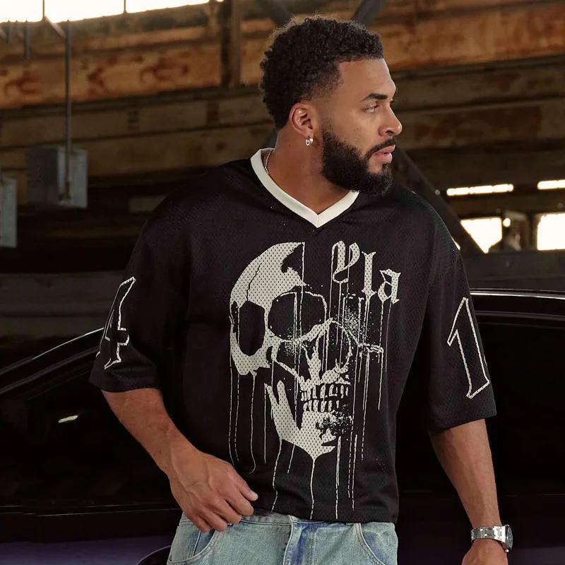 T-shirts hommes été nouveaux sport hommes T-shirts loisirs col en V mode vêtements amples et confort