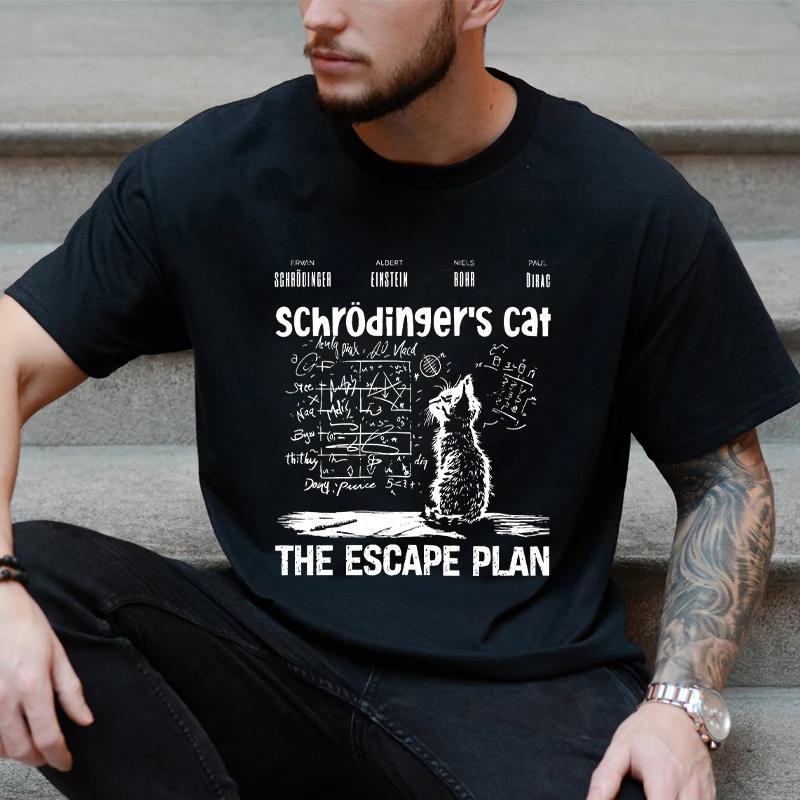 T-shirt pour hommes vêtements mode chat le Plan d'évasion Geeky imprimé t-shirts Harajuku à manches 