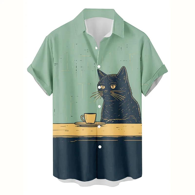 Mode chat chien chemise hawaïenne hommes 3d imprimé Animal cochon graphique chemises à manches court