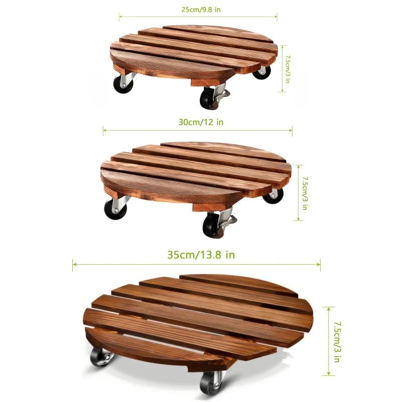 Support de plante à roulettes avec roues, chariot à roulettes rond, verrouillable en métal, 2 paquet