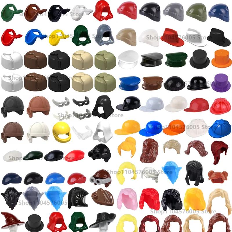 MOC – blocs de construction de cheveux bruns, figurines de ville, corps, accessoire créatif, pièces 