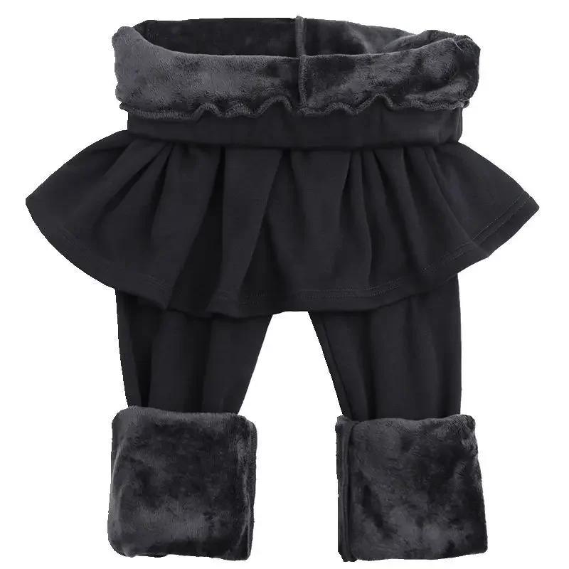 Femmes jupes plissées Leggings épaissi peluche hiver chaud pantalon thermique serré pantalon Leggins