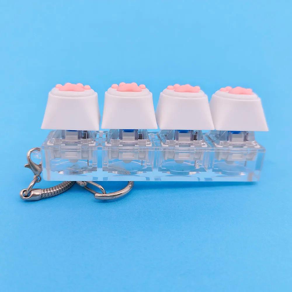 Touches de jouet de décompression du bout des doigts, en Silicone souple, pattes de chat, porte-clés