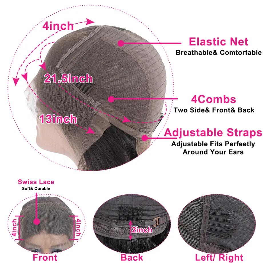 Perruque Lace Front Wig Deep Wave Naturelle, Cheveux Humains, 13x6 HD, 30 Pouces