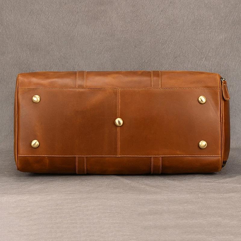 Sac de voyage en cuir de vachette de haute qualité pour homme, sac de week-end en cuir véritable pou