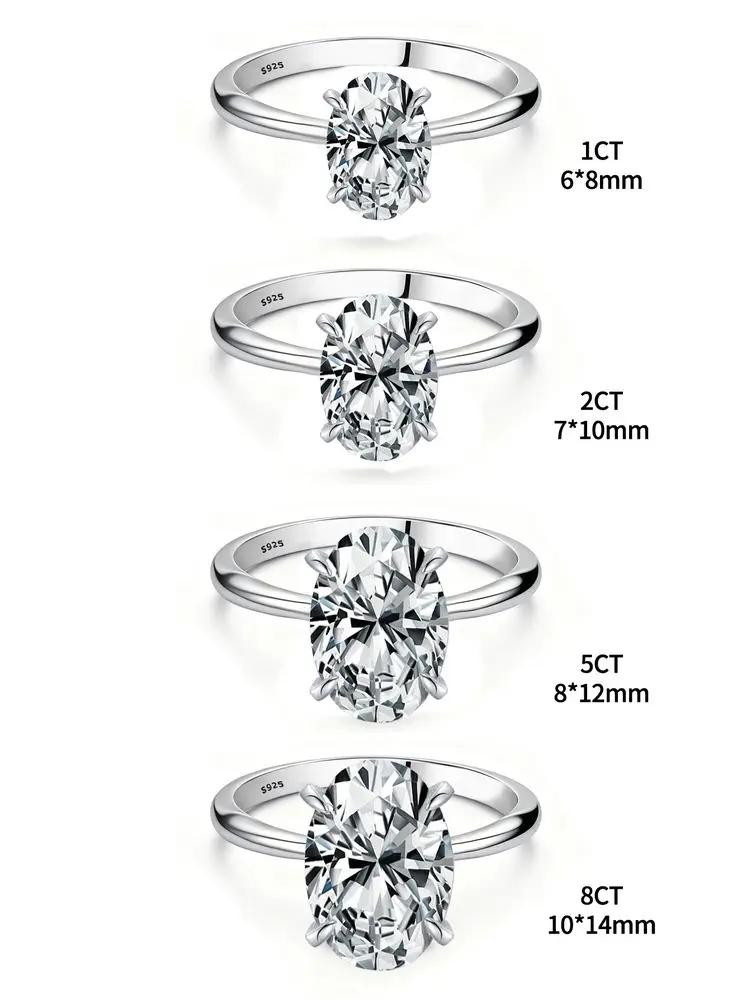 ROUSLY – bague ovale en argent Sterling 925 brillant pour femmes, pierre ovale en Zircon de 1 à 8CT,