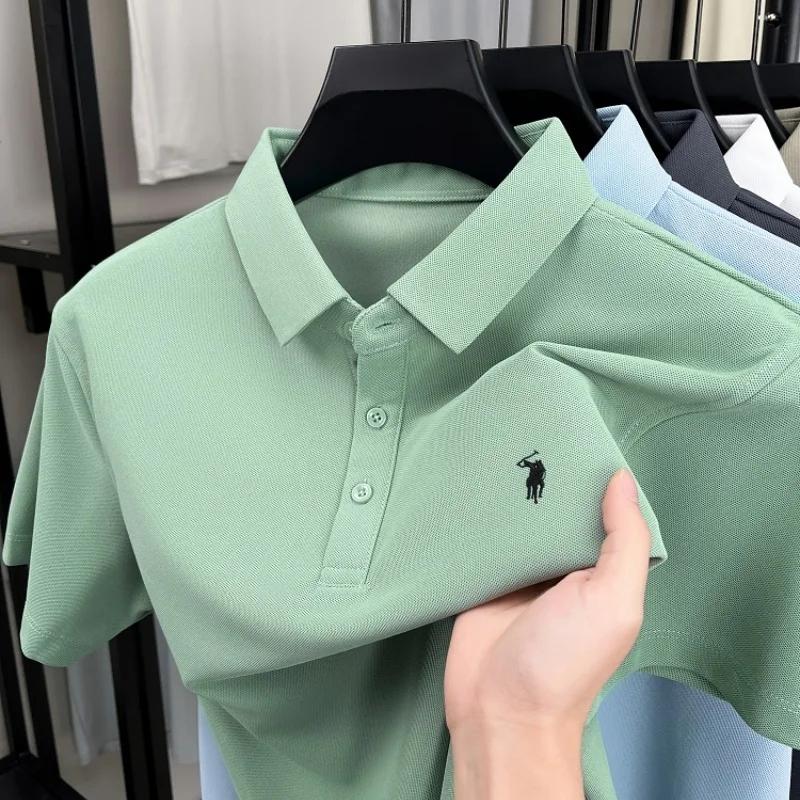 luxe marque Pony brodé chemise de polo à manches courtes pour hommes nouvelle modèle entreprise déco