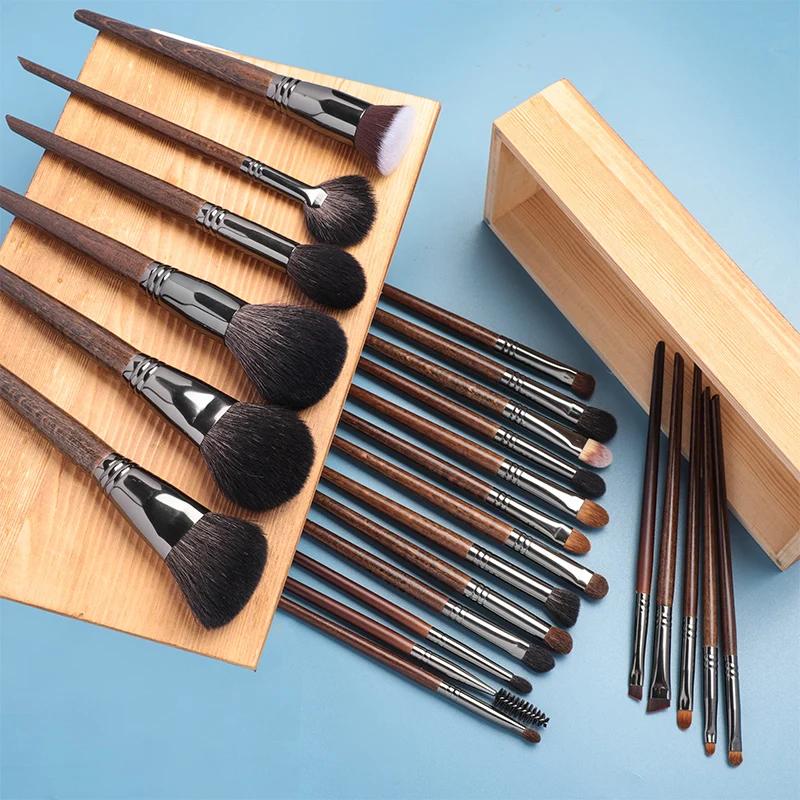 OVW pinceaux de maquillage ensemble 24 pièces poudre de cheveux de chèvre naturelle fond de teint Co