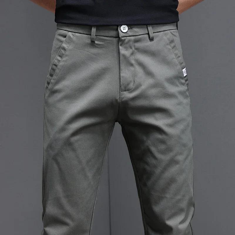 Pantalon décontracté pour homme, 2024 coton, mode coréenne, coupe slim, gris, noir, fjingent, printe