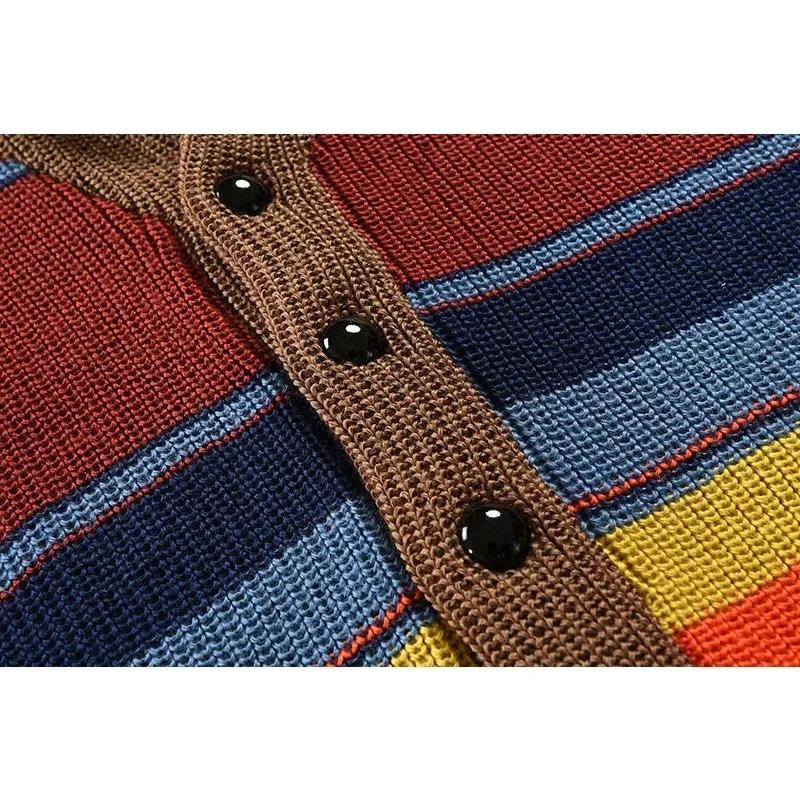 Cardigan en tricot pour homme, nouvelle collection automne-hiver, blocs de couleurs arc-en-ciel, sty