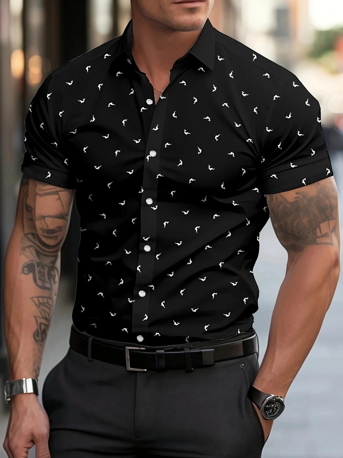 Chemise décontractée à manches courtes pour hommes – Tissu léger et respirant d'été avec imprimé poi