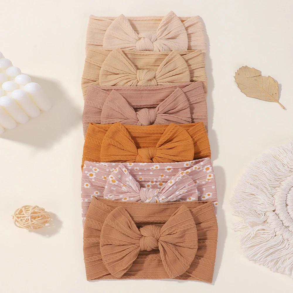 3 pièces couleur unie bébé bandeau arc enfants bandeau élastique en Nylon nouveau-né bandeaux doux T