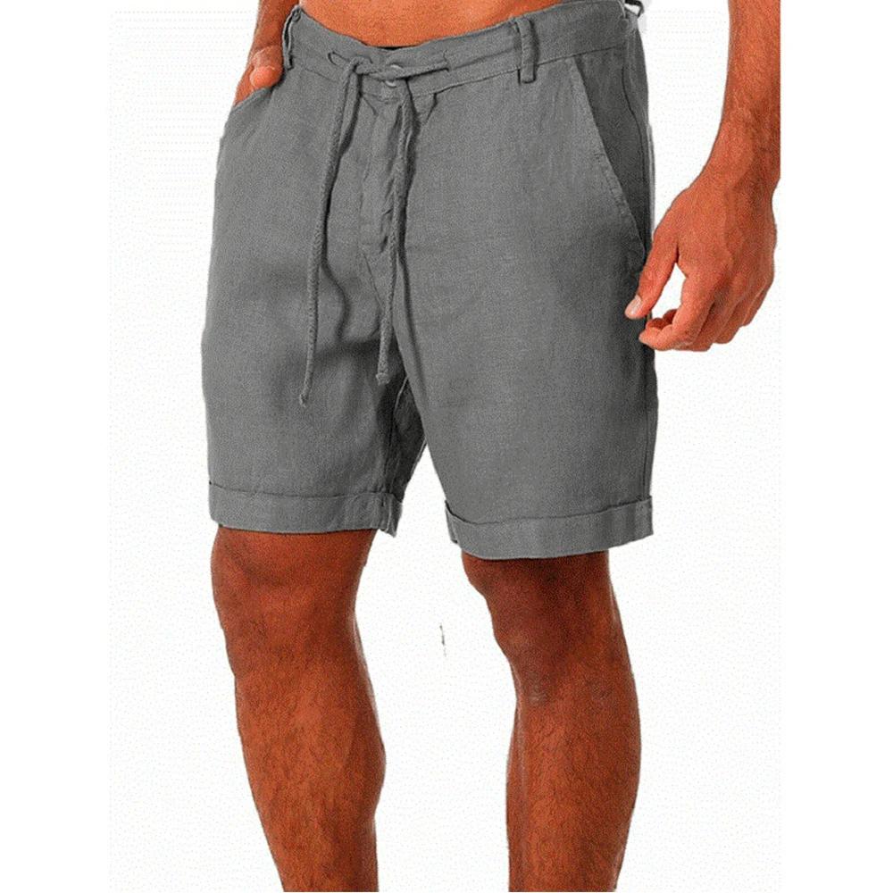 KB nouveaux hommes coton lin shorts pantalons mâle été respirant couleur unie lin pantalon Fitness S