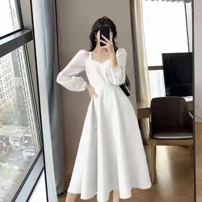 Manches longues bouffantes solide robe élégante femmes vêtements invité de mariage nouvel an femmes 
