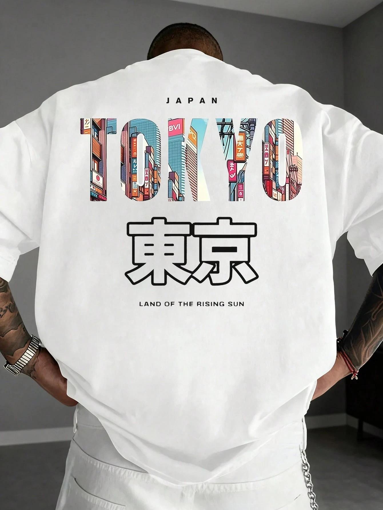 T-shirts en coton à imprimé lettres Tokyo Japon pour l'été, T-shirts à manches courtes pour hommes, 
